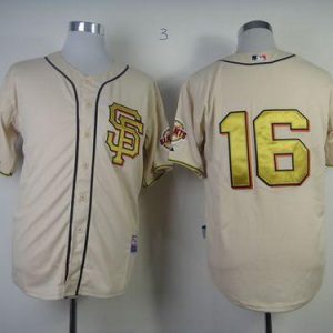 Giants #16 Angel Pagan Cream Gold No. Stitched Jersey