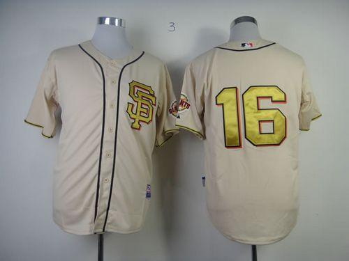 Giants #16 Angel Pagan Cream Gold No. Stitched Jersey