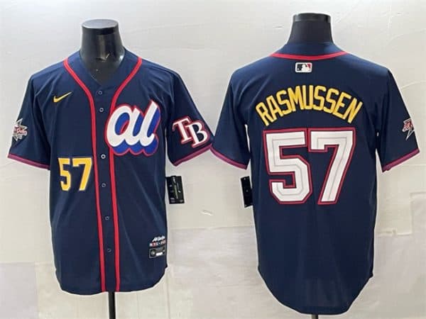 American League #57 Drew Rasmussen Navy 2025 All-Star Edition Limited Stitched Jersey