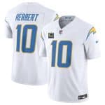 Los Angeles Chargers #10 Justin Herbert White 2025 F.U.S.E With 4-Star C Patch Vapor Limited Stitched Jersey
