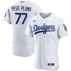 Los Angeles Dodgers #77 Peso Pluma White Flex Base Stitched Jersey