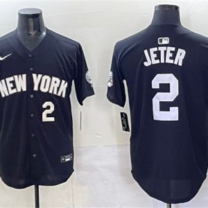 New York Yankees #2 Derek Jeter Black Limited Stitched Jersey