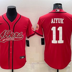 San Francisco 49ers #11 Brandon Aiyuk Red With Patch Cool Base Stitched Baseball Jersey