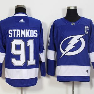Tampa Bay Lightning #91 Steven Stamkos Blue Stitched Adidas Jersey