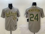 Oakland Athletics #24 Ricky Henderson Gray With Patch Stitched Jersey