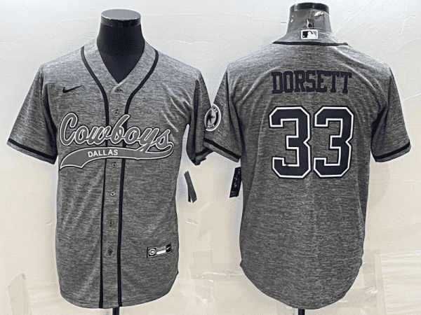 Dallas Cowboys #33 Tony Dorsett Grey With Patch Cool Base Stitched Baseball Jersey