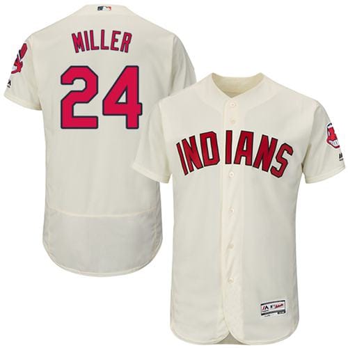 Indians #24 Andrew Miller Cream Flexbase Authentic Collection Stitched Jersey