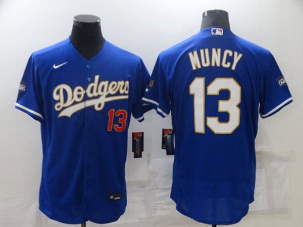 Los Angeles Dodgers #13 Max Muncy Royal Blue Championship Flex Base Sttiched Jersey