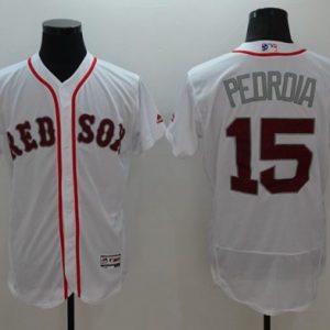 Red Sox #15 Dustin Pedroia White Fashion Stars Stripes Flexbase Authentic Stitched Jersey
