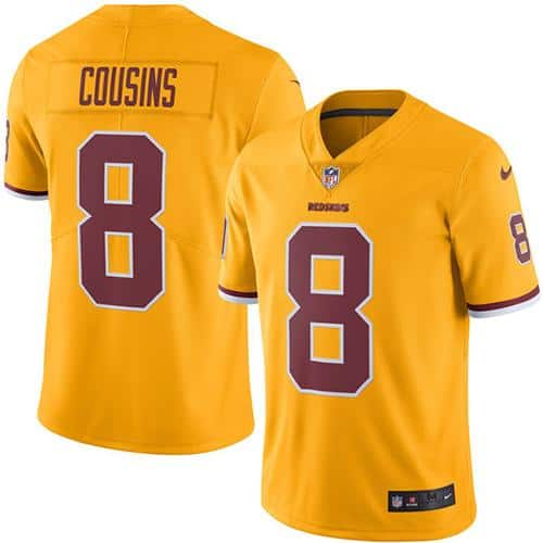 Redskins #8 Kirk Cousins Gold Stitched Limited Rush Nike Jersey