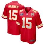Kansas City Chiefs #15 Patrick Mahomes Red Super Bowl LVIII Patch Limited Stitched Game Jersey