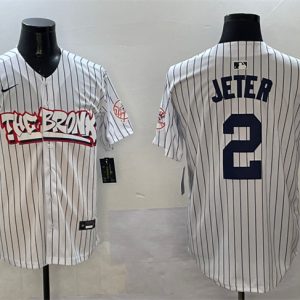 New York Yankees #2 Derek Jeter White Bronx Graffiti Vapor Limited Stitched Jersey