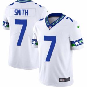 Seattle Seahawks #7 Geno Smith White Throwback Vapor Stitched Jersey