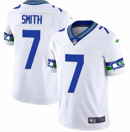 Seattle Seahawks #7 Geno Smith White Throwback Vapor Stitched Jersey