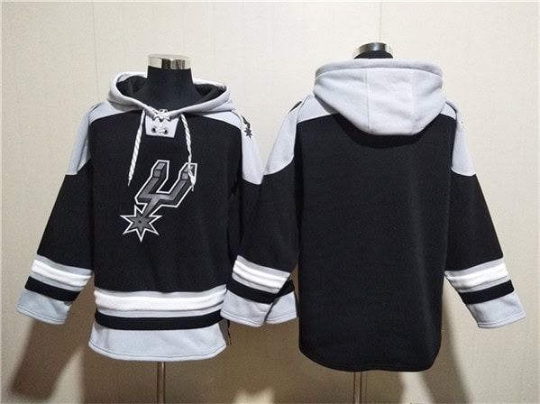 San Antonio Spurs Blank Black Ageless Must-Have Lace-Up Pullover Hoodie