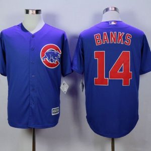 Cubs #14 Ernie Banks Blue New Cool Base Stitched Jersey