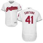 Indians #41 Carlos Santana White Flexbase Authentic Collection Stitched Jersey