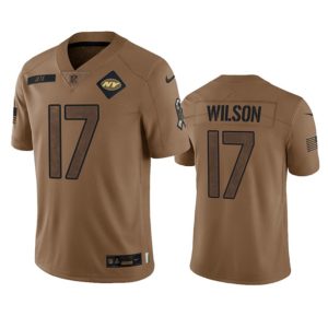 New York Jets #17 Garrett Wilson 2023 Brown Salute To Service Limited Stitched Jersey