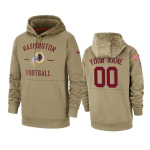 Washington Redskins Customized Tan 2019 Salute To Service Sideline Therma Pullover Hoodie