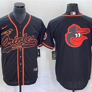 Baltimore Orioles Black Team Big Logo Cool Base Stitched Jersey