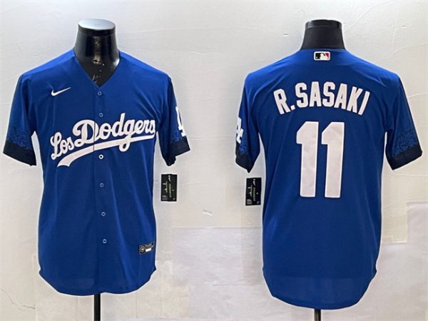 Los Angeles Dodgers #11 Roki Sasaki Royal City Connect Cool Base Stitched Jersey