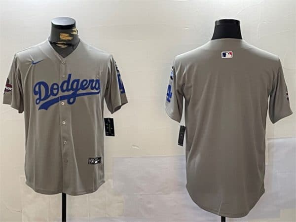 Los Angeles Dodgers Blank Gray 2024 World Series Champions With Fernando Memorial Patch Limited Stitched Jersey