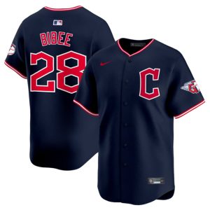 Cleveland Guardians #28 Tanner Bibee Navy 2025 Alternate Limited Stitched Jersey