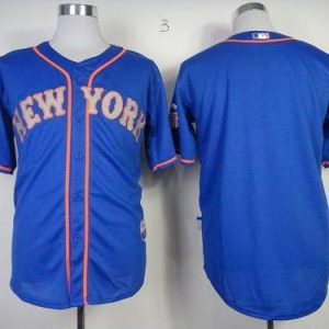Mets Blank Blue Alternate Road Cool Base Stitched Jersey