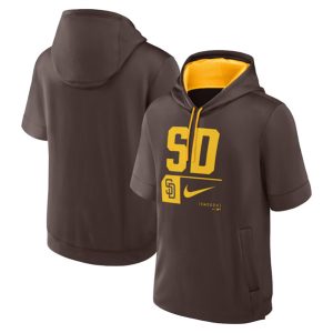 San Diego Padres Brown Tri Code Lockup Short Sleeve Pullover Hoodie