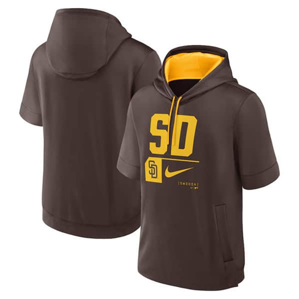 San Diego Padres Brown Tri Code Lockup Short Sleeve Pullover Hoodie