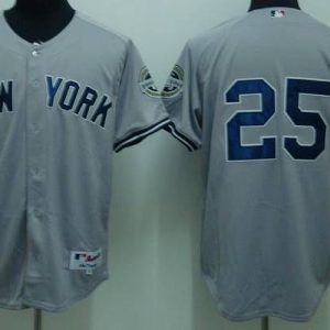 Yankees #25 Mark Teixeira Stitched Grey Jersey