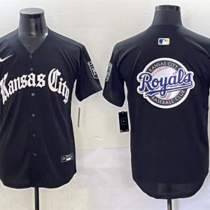 Kansas City Royals Team Big Logo Black 'Gothic Crown Edition' Vapor Premier Limited Stitched Jersey