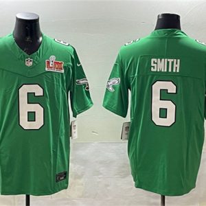 Philadelphia Eagles #6 DeVonta Smith Green 2025 Super Bowl LIX Patch F.U.S.E. Throwback Vapor Untouchable Limited Stitched Jersey