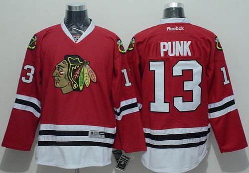 Blackhawks #13 CM Punk Red Stitched Jersey