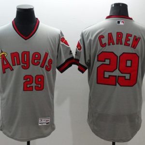 Angels Of Anaheim #29 Rod Carew Grey Flexbase Authentic Collection Cooperstown Stitched Jersey
