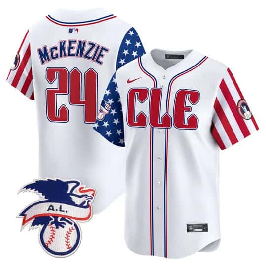 Cleveland Guardians #24 Triston McKenzie White 2024 Fourth Of July Vapor Premier Limited Stitched Jersey