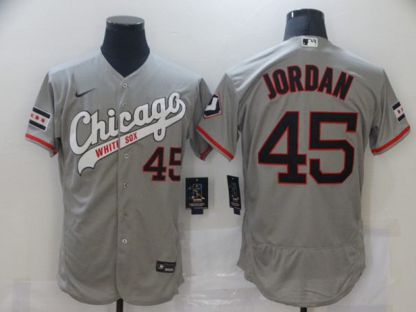 Chicago White Sox #45 Michael Jordan Grey Flex Base Stitched Jersey