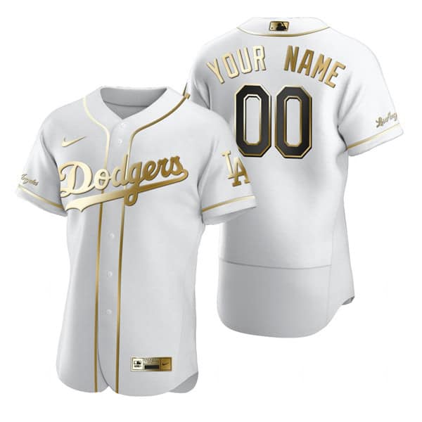 Los Angeles Dodgers Customized White Golden Edition Flex Base Sttiched Jersey