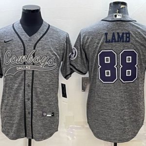 Dallas Cowboys #88 CeeDee Lamb Gray With Patch Cool Base Stitched Jersey