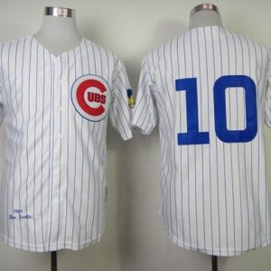 Mitchell And Ness 1969 Cubs #10 Ron Santo White Throwback Stitched Jersey