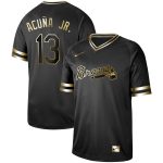 Atlanta Braves #13 Ronald Acuna Black Gold Stitched Jersey