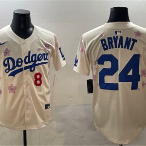 Los Angeles Dodgers Front #8 Back #24 Kobe Bryant Cream 2025 Tokyo Series Limited Stitched Jersey