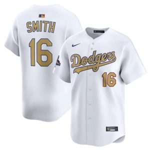 Los Angeles Dodgers #16 Will Smith White 2025 Gold Collection Limited Stitched Jersey