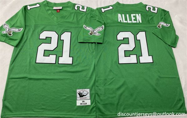 Philadelphia Eagles #21 Eric Allen Kelly Green Throwback Stitched Football Jersey
