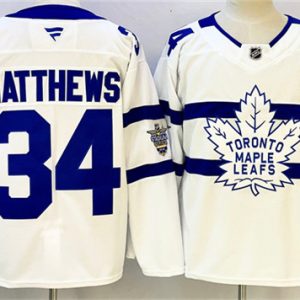 Toronto Maple Leafs #34 Auston Matthews White With C Patch Stadium Series Stitched Jersey