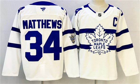 Toronto Maple Leafs #34 Auston Matthews White With C Patch Stadium Series Stitched Jersey