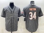 Chicago Bears #34 Walter Payton Gray With Patch Cool Base Stitched Baseball Jersey