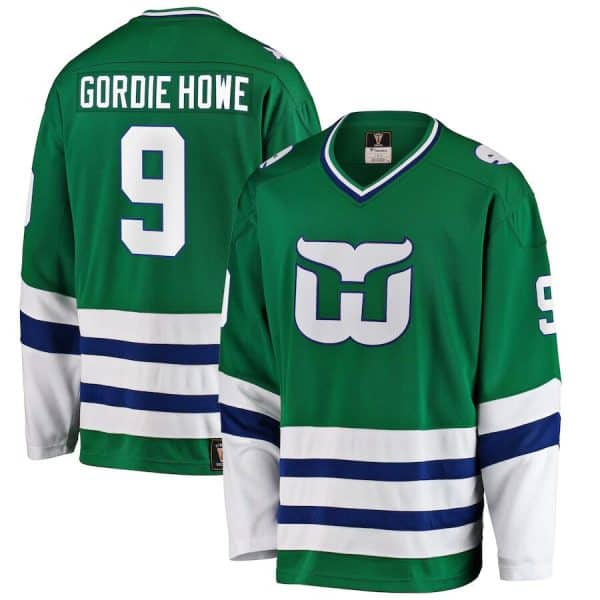 Hartford Whalers #9 Gordie Howe Stitched Green Jersey