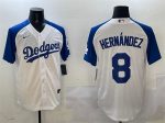 Los Angeles Dodgers #8 Enrique Hernandez White Blue Cool Base Stitched Jersey