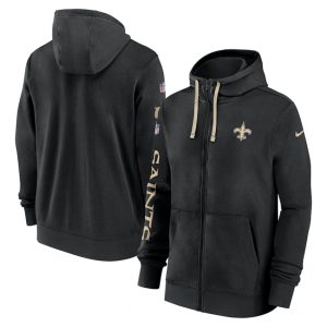 New Orleans Saints Black 2024 Team Full-Zip Hoodie